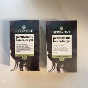 Set of 2 Herbatint permanent hair color gel 5C / New / unopen Light Ash Chestnut